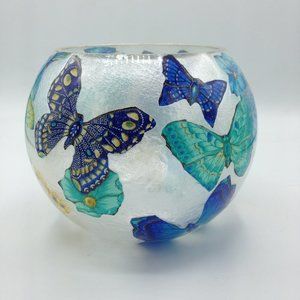 Blue/Teal Butterfly on a 6" Bubble Bowl